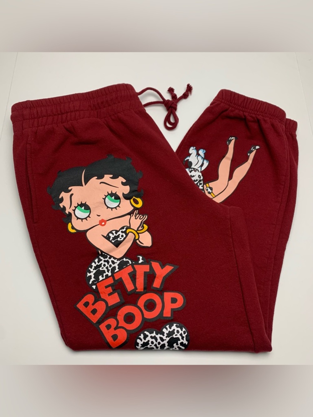 Betty Boop Sweatpants Red Fleece Graphic Drawstring Pants Size 3XL (21)
